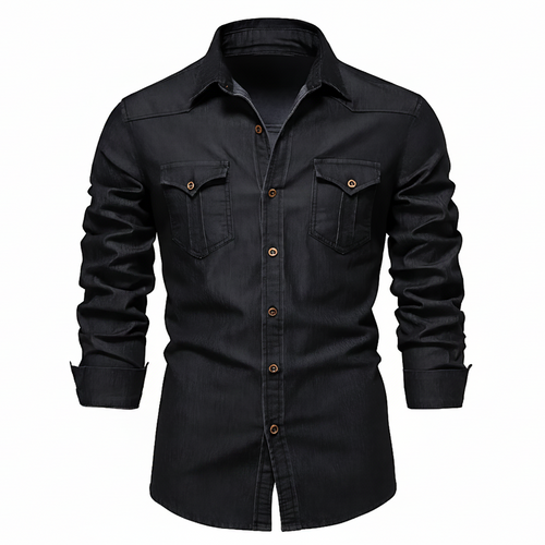 Cotton Denim Shirt Slim Fit Long Sleeve Adaptive – Lorne