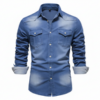 Cotton Denim Shirt Slim Fit Long Sleeve Adaptive – Lorne
